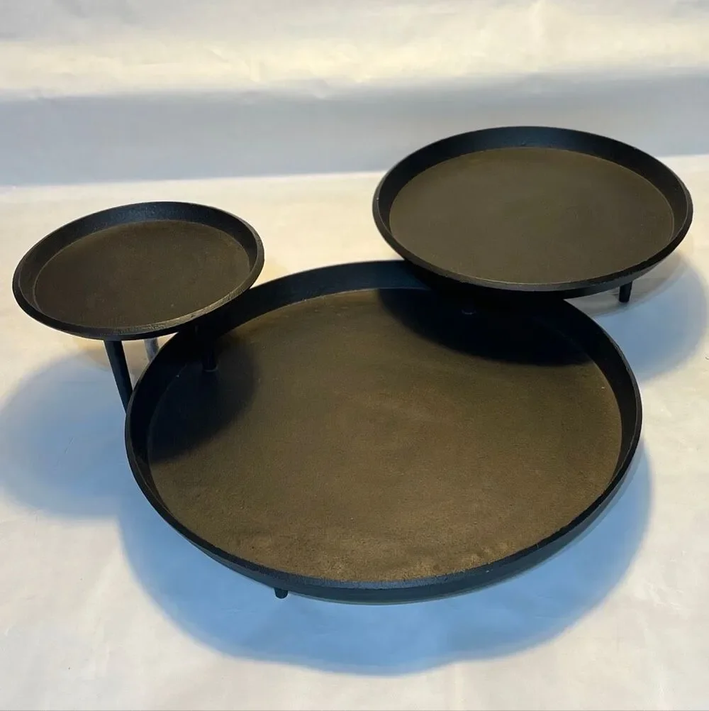 Pottery Barn Handcrafted Metal Tiered Tray